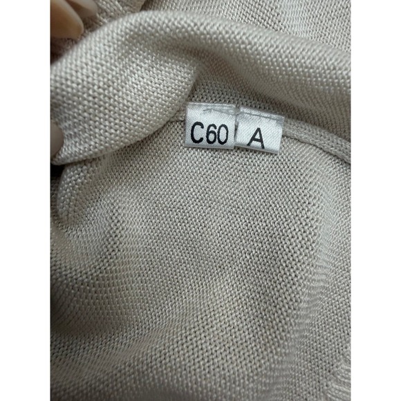 August Silk Petite Cardigan 100% Silk Beige Button Front Size P - Picture 6 of 9